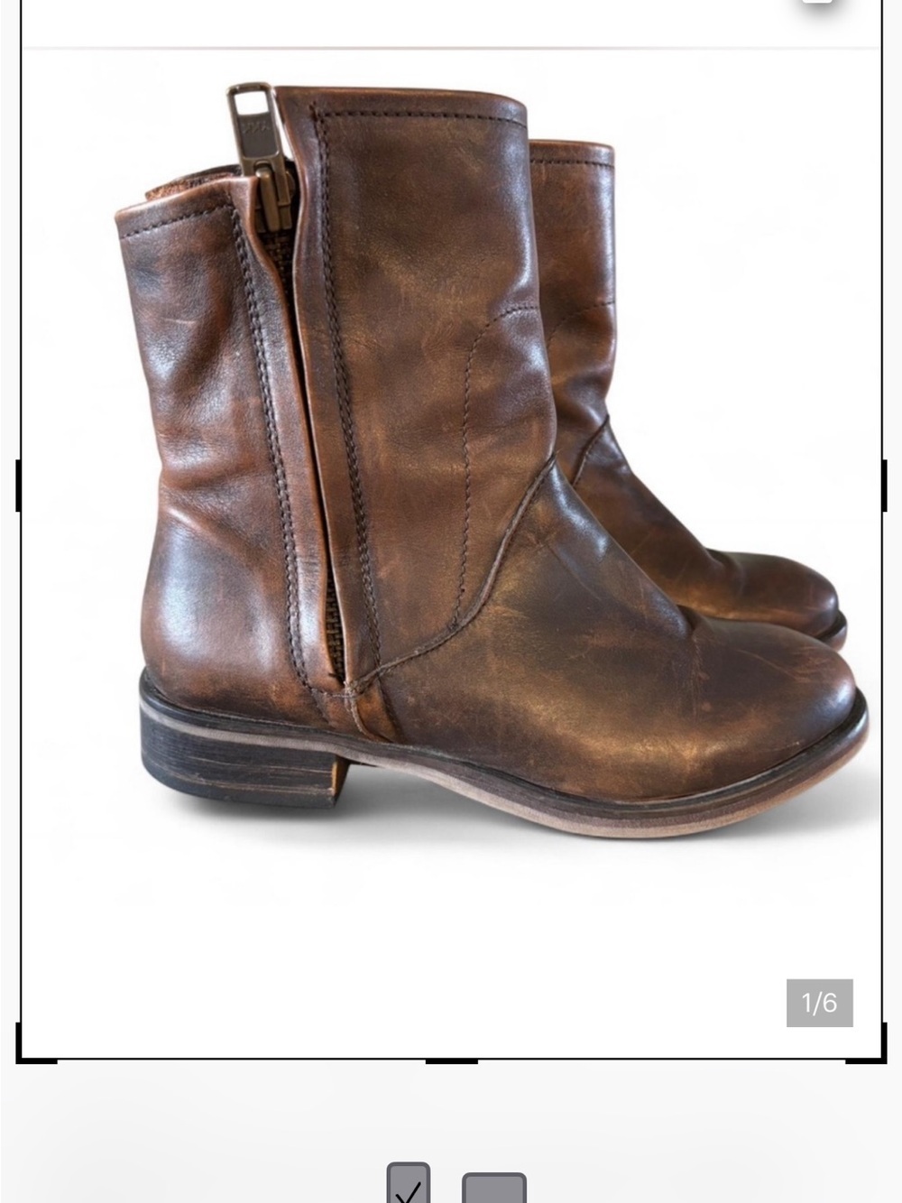 Brown Distressed Leather Ankle Boots